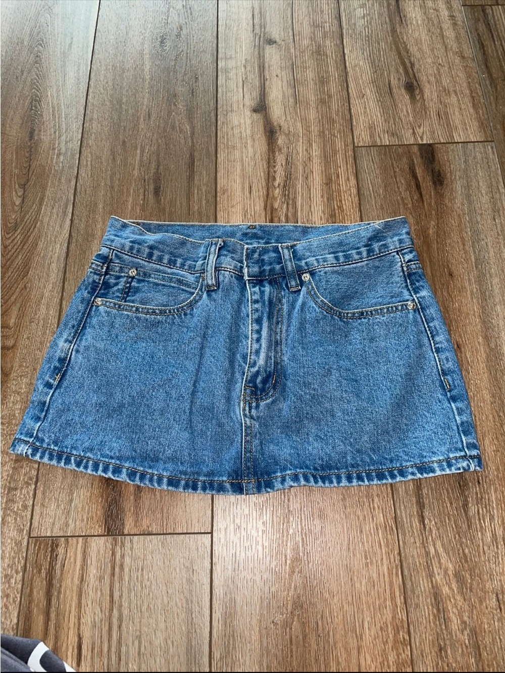 Olivaceous Classic Blue Denim Mini Skirt Small